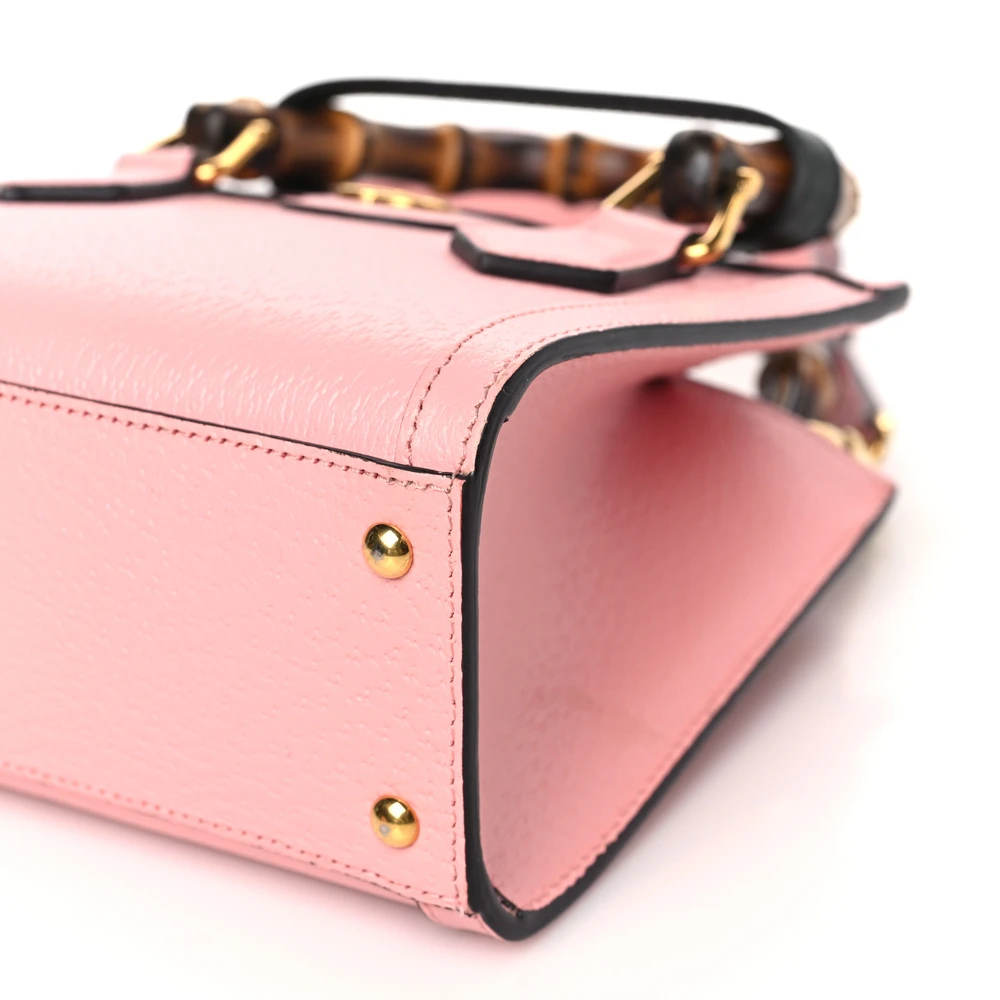 Lushentic Bag Mini Diana Tote Bag - Wild Rose Black Textured Calfskin Leather Gold Hardware - Image 4