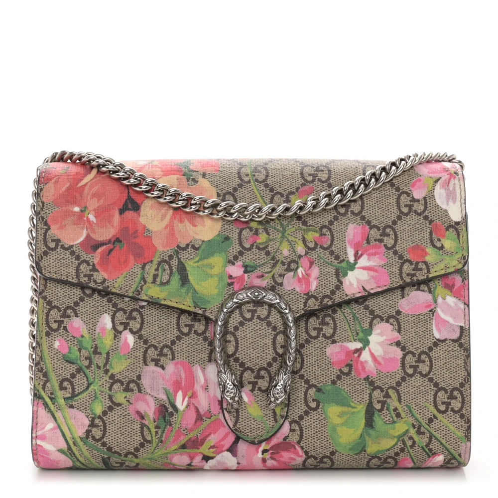 Lushentic Quality Bags – Mini Dionysus Chain Wallet Beige Multicolor Blooms - Designer Inspired Luxury Bag