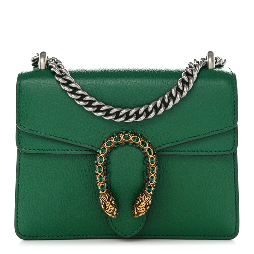 Lushentic Designer Mini Dionysus Shoulder Bag in Emerald Calfskin - Designer Inspired Luxury Bag