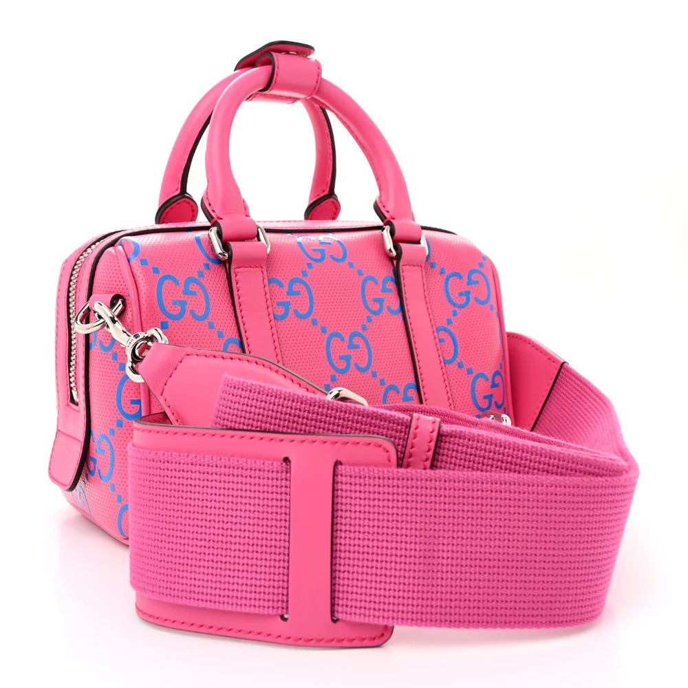 Replica Gucci Mini GG Duffle Bag in Fuchsia & Blue Calfskin - Image 3