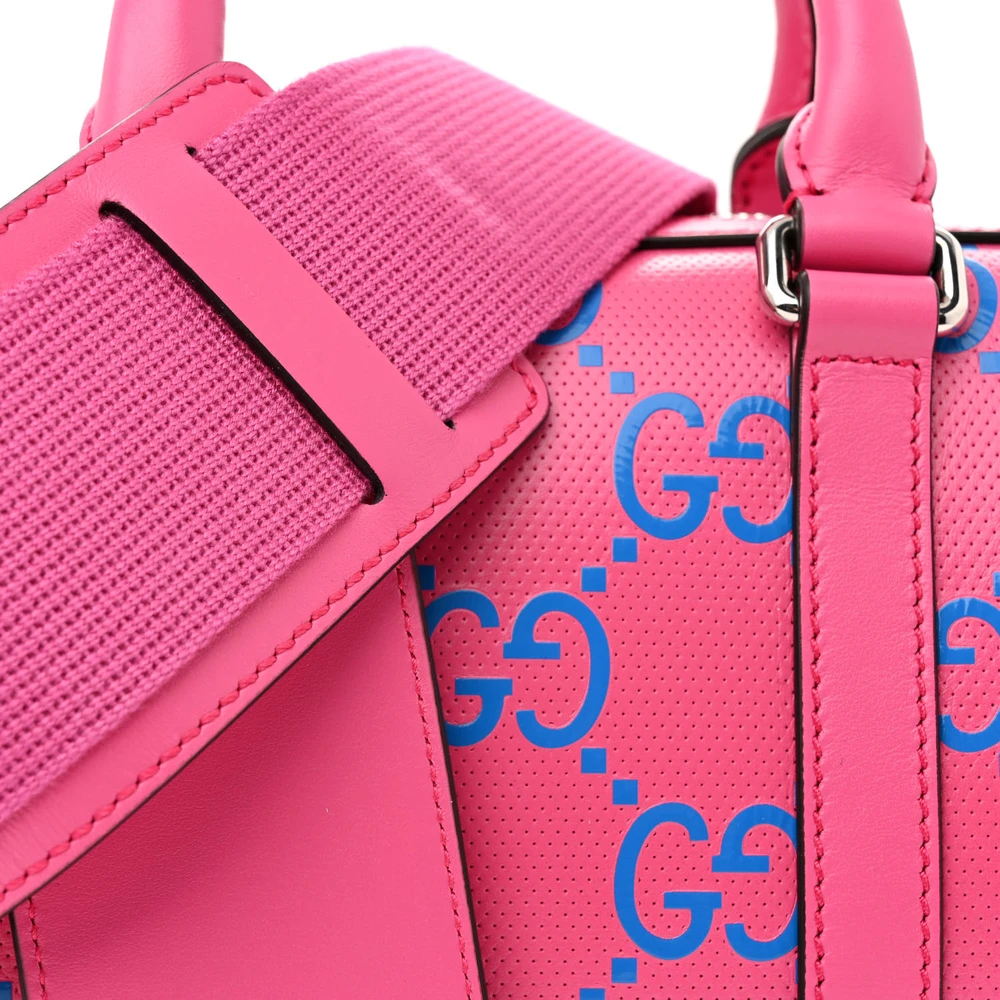Replica Gucci Mini GG Duffle Bag in Fuchsia & Blue Calfskin - Image 8