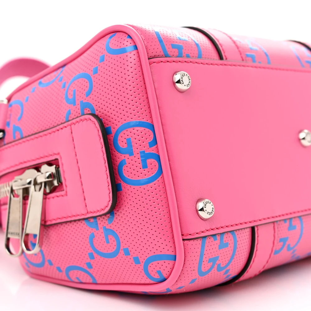Replica Gucci Mini GG Duffle Bag in Fuchsia & Blue Calfskin - Image 5