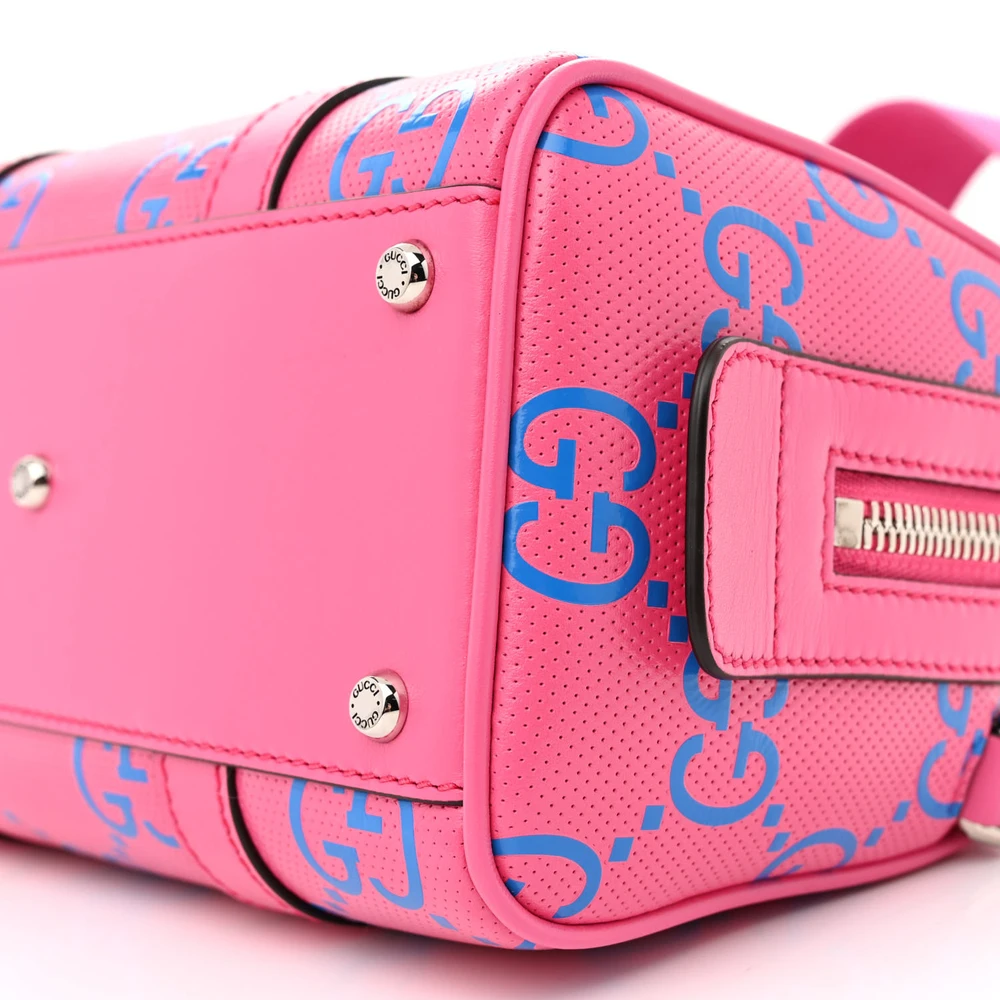 Replica Gucci Mini GG Duffle Bag in Fuchsia & Blue Calfskin - Image 4