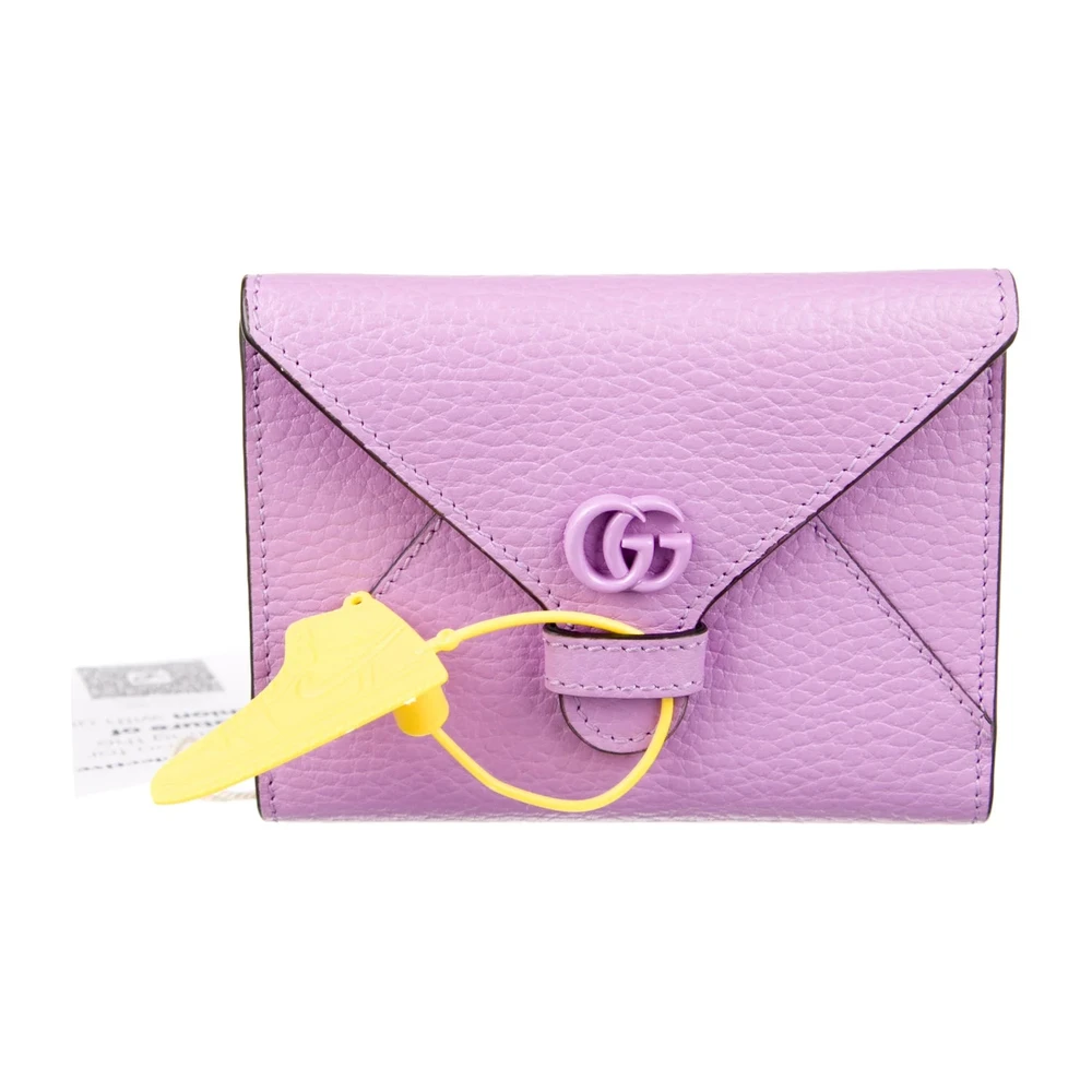 Lushentic Replica Small Monochrome GG Envelope Card Case Purple Pebbled Leather - Premium Alternative