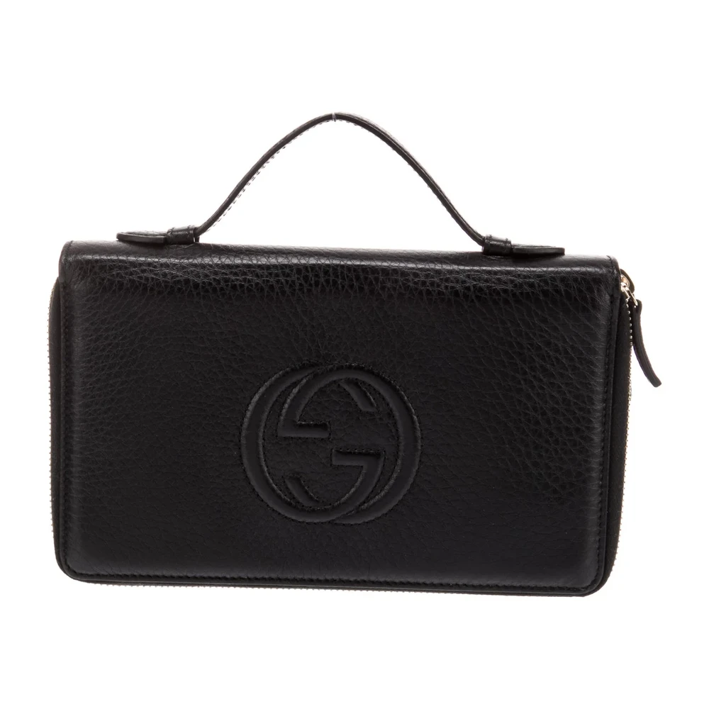 Lushentic Replica Small Wallet Black Pebbled Leather Gold Hardware