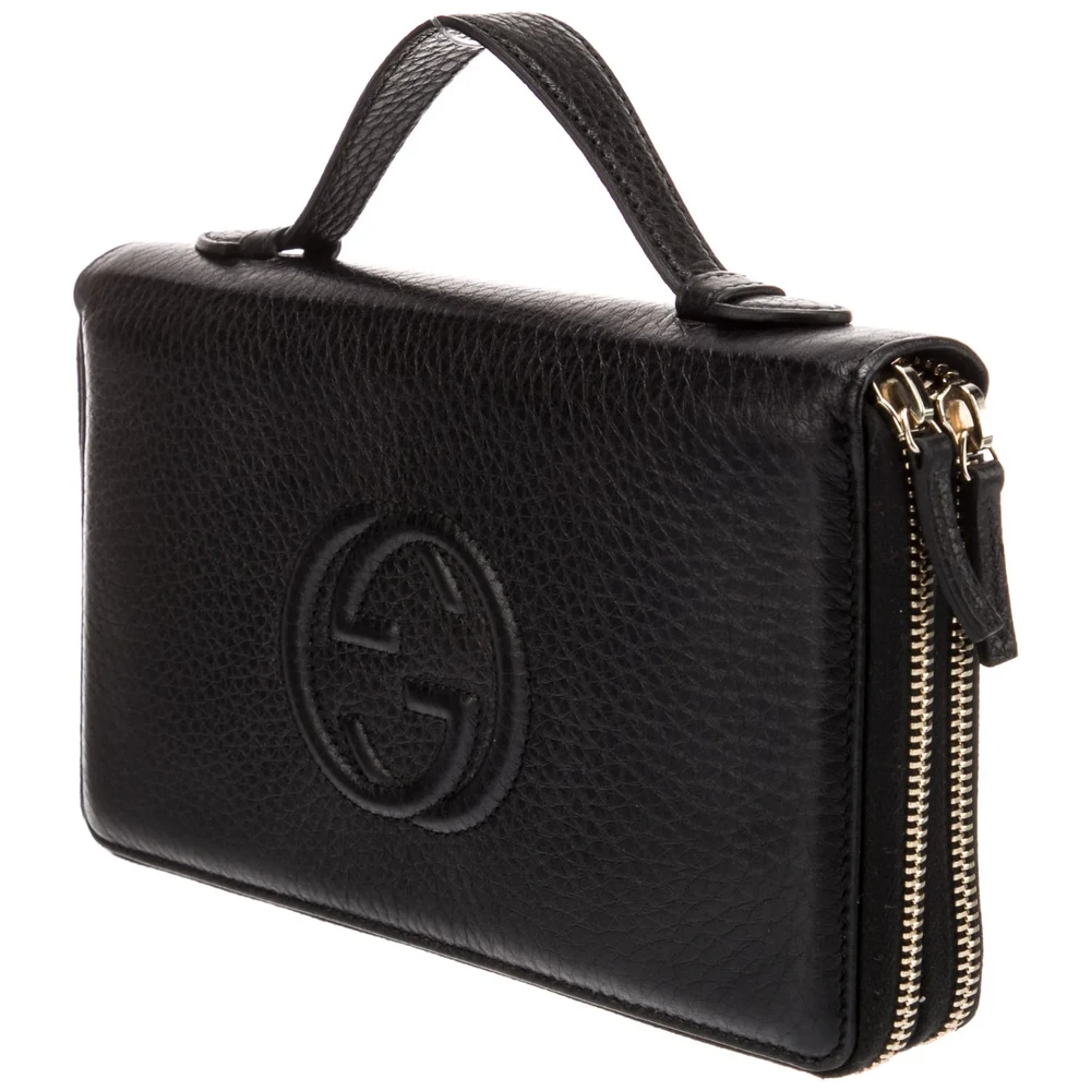 Lushentic Replica Small Wallet Black Pebbled Leather Gold Hardware - Image 3