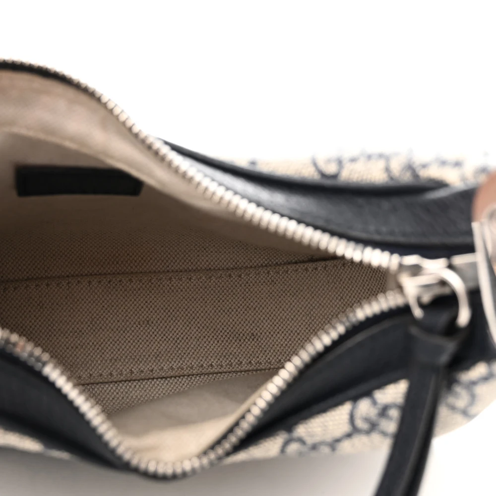 Lushentic Grade Bags: Small Web Attache Shoulder Bag in Beige/Blue - Image 7