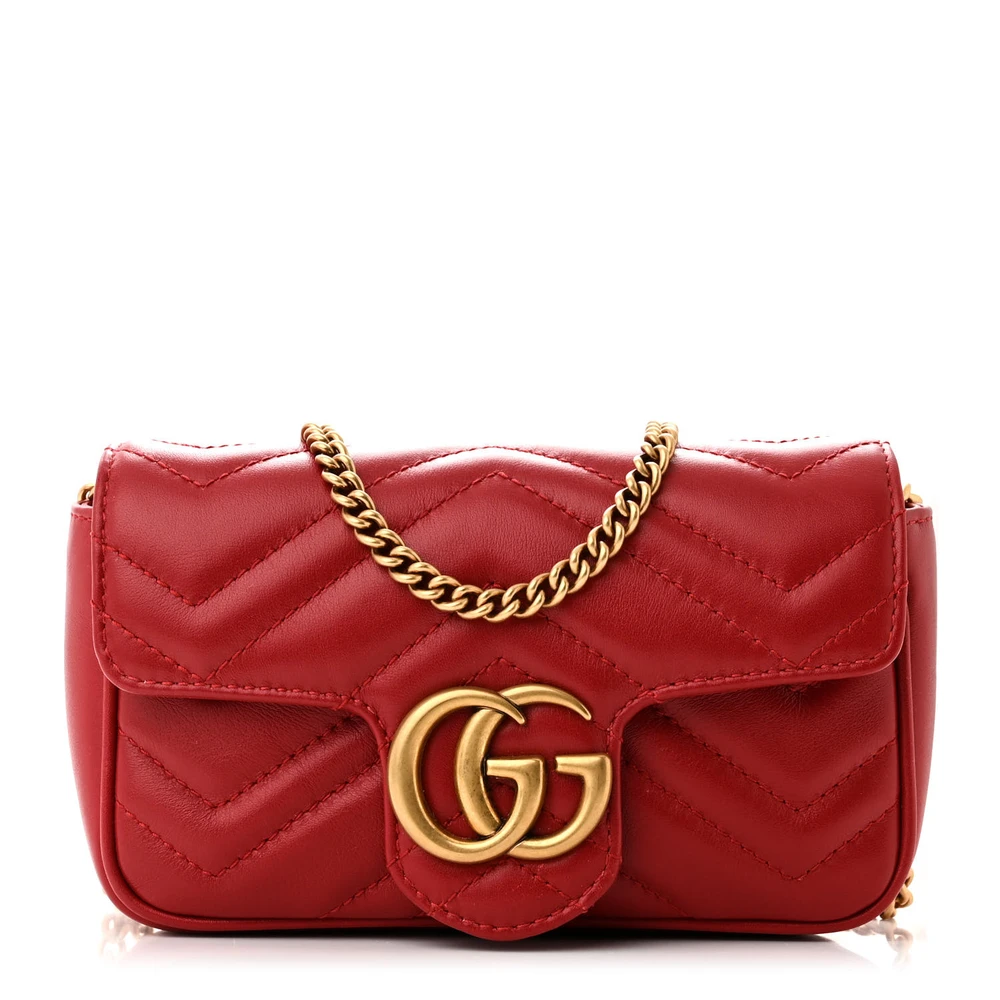 Lushentic Class Super Mini GG Marmont Shoulder Bag in Hibiscus Red - Premium Alternative