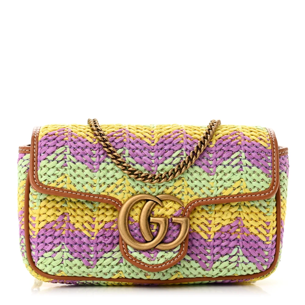 Lushentic Grade Designer Super Mini GG Marmont Bag Multicolor Raffia - Premium Alternative
