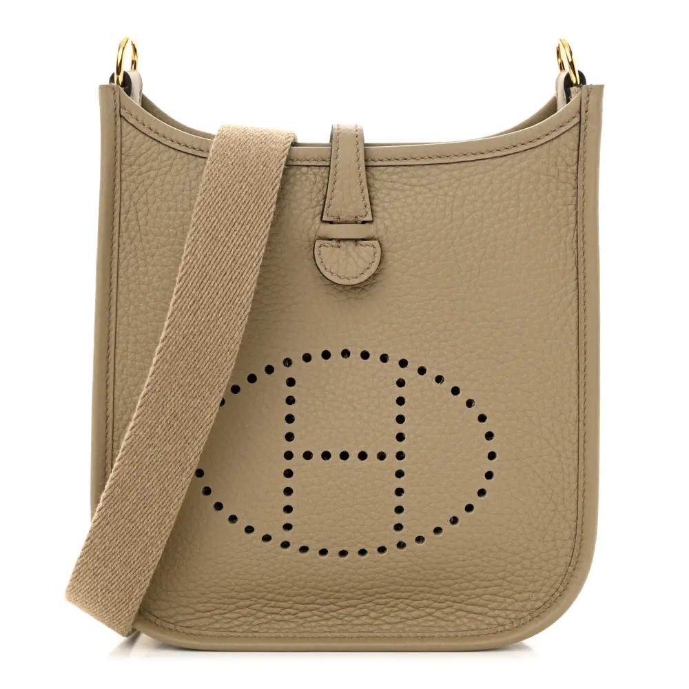 Lushentic Hermès Amazone Evelyne TPM Beige Marfa Taurillon Clemence Leather Gold Hardware Front