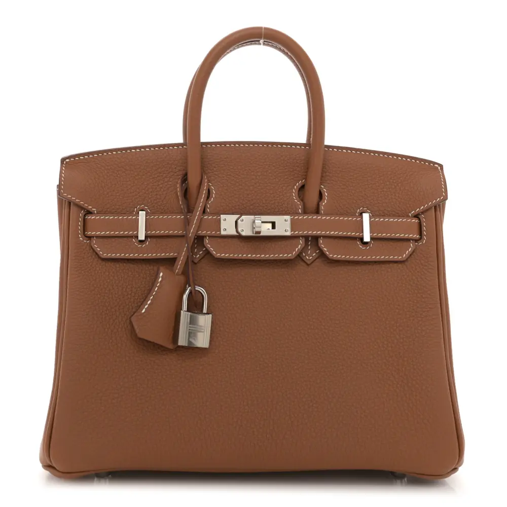 Lushentic Hermès Birkin 25 Brown Togo Leather Palladium Hardware Front