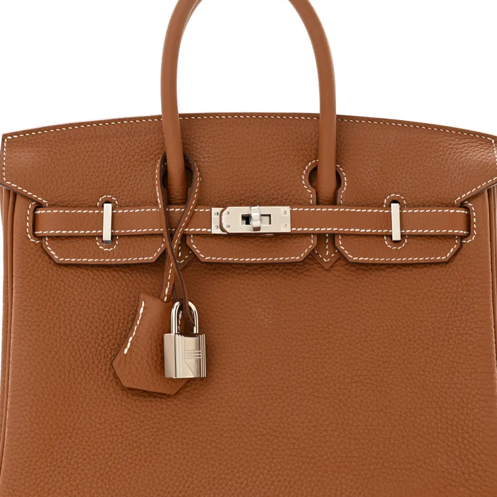 Lushentic Designer Birkin 25 Brown Togo Leather Silver Hardware - Image 9