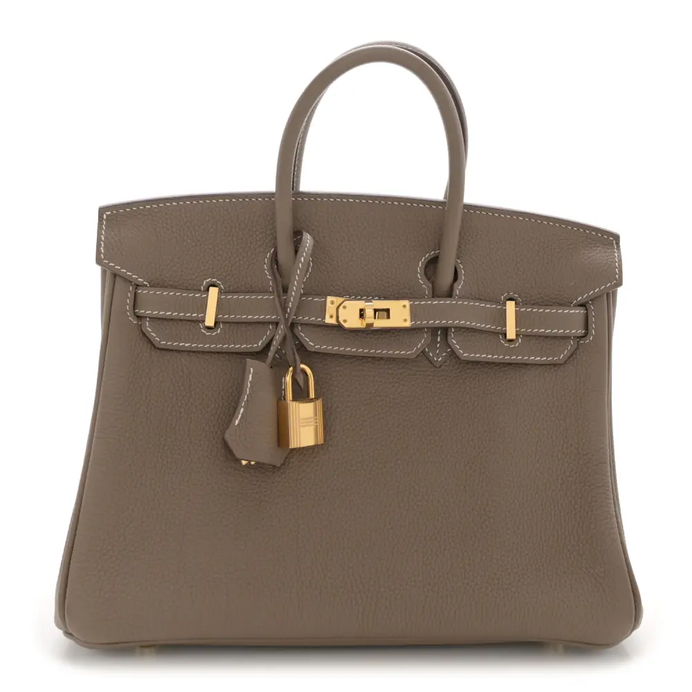 Lushentic Hermès Birkin 25 Etoupe Togo Leather Gold Hardware Front