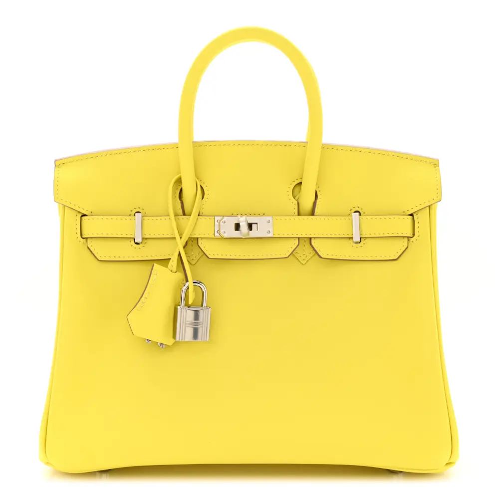Lushentic Hermès Birkin 25 Lime Swift Leather Palladium Hardware Front