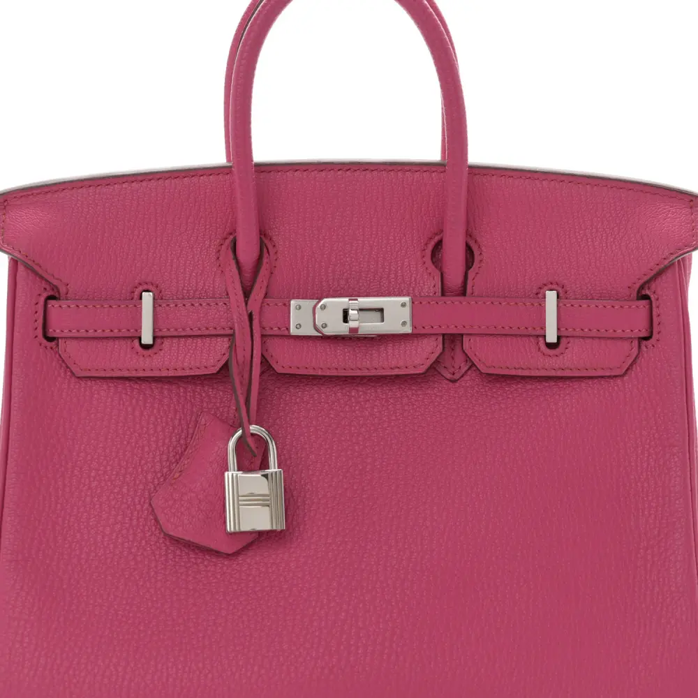 Lushentic Handbags Birkin 25: Rose Shocking Chevre Mysore Leather - Image 11