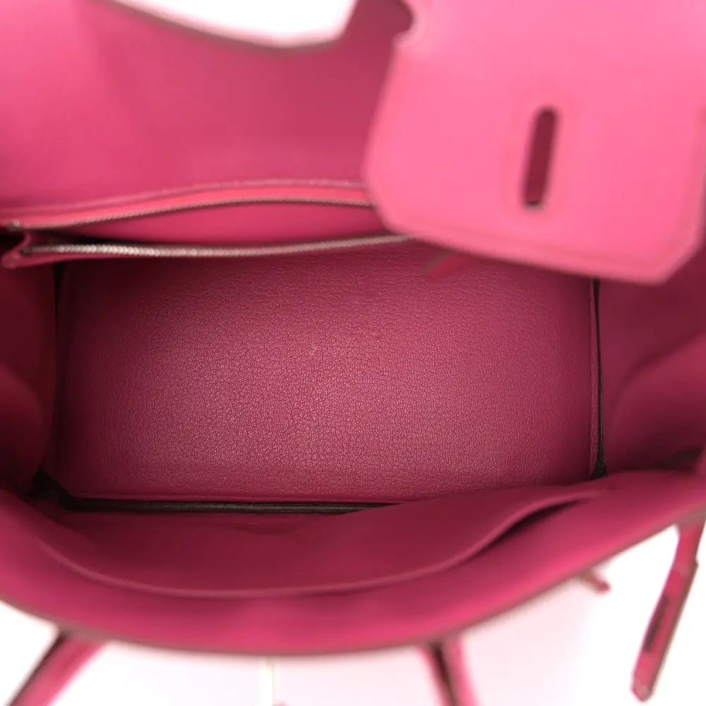 Lushentic Handbags Birkin 25: Rose Shocking Chevre Mysore Leather - Image 7