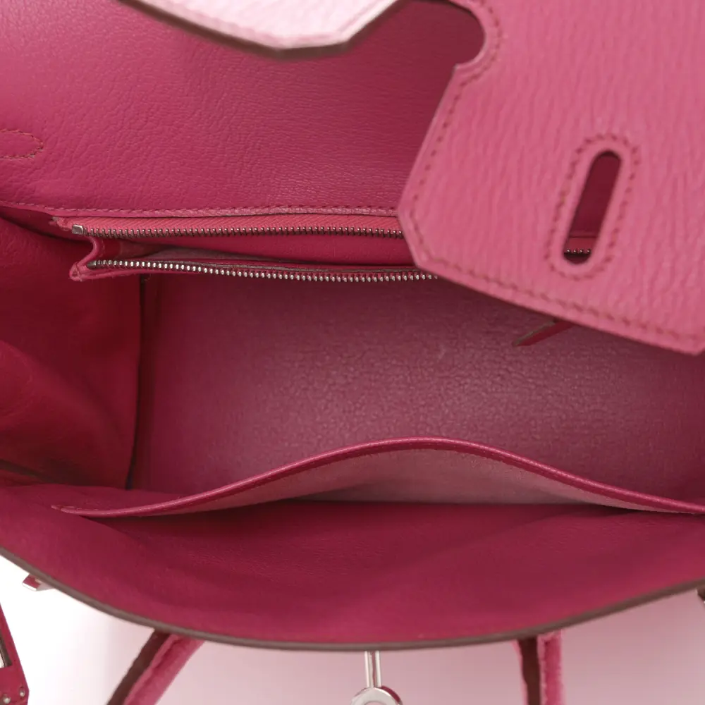 Lushentic Handbags Birkin 25: Rose Shocking Chevre Mysore Leather - Image 8