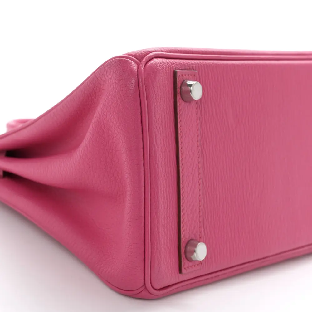 Lushentic Handbags Birkin 25: Rose Shocking Chevre Mysore Leather - Image 4