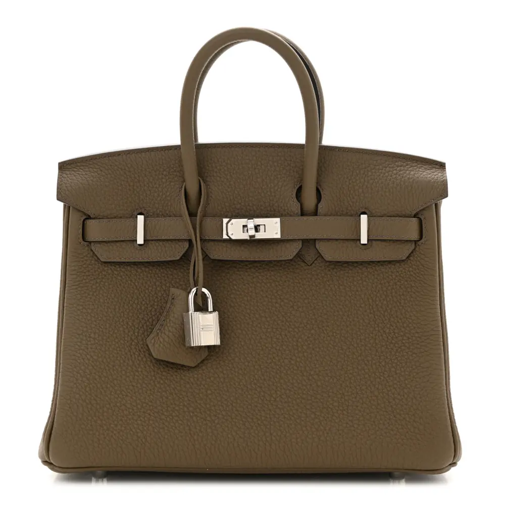 Lushentic Hermès Birkin 25 Toundra Togo Leather Palladium Hardware Front