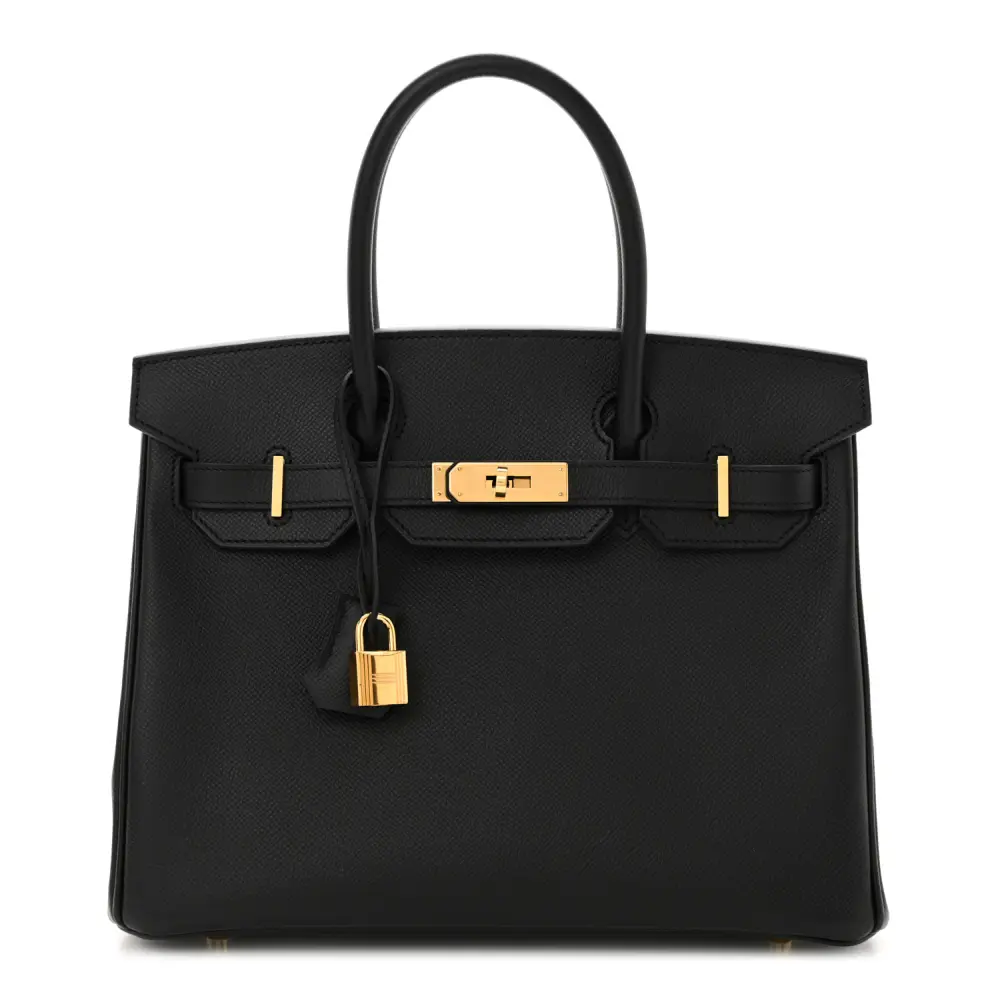 Lushentic Hermès Birkin 30 Black Epsom Leather Gold Hardware Front