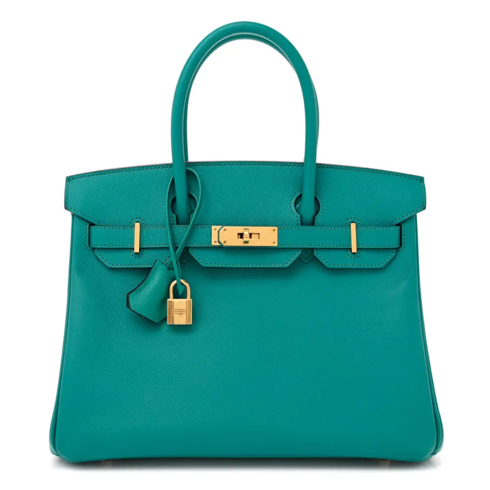 Lushentic Hermaès Birkin 30 Bleu Paon Epsom Leather Gold Hardware Front