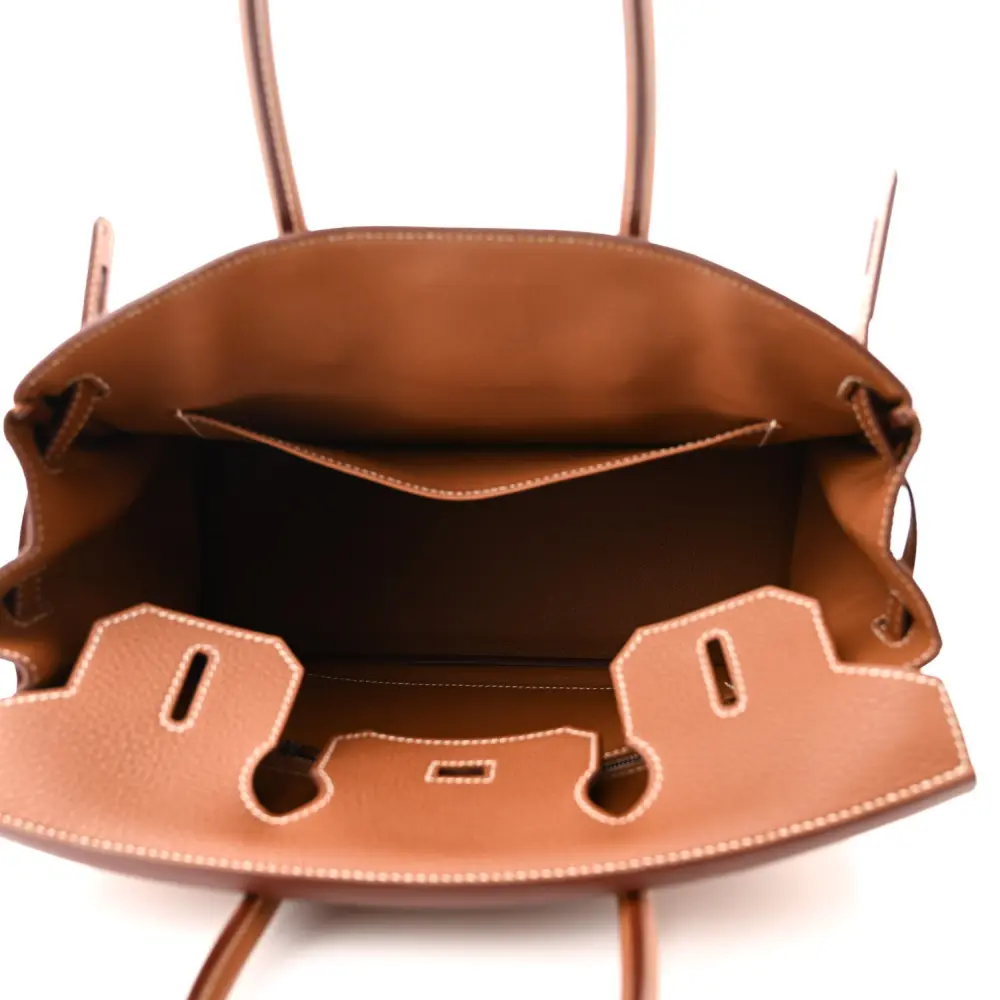 Lushentic Hermès Birkin 30 Gold Togo Leather Palladium Silver Hardware - Image 7