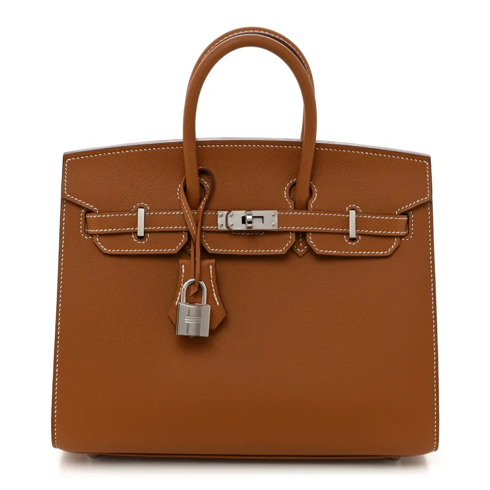 Lushentic Hermès Birkin Sellier 25 Brown Epsom Leather Palladium Hardware Front