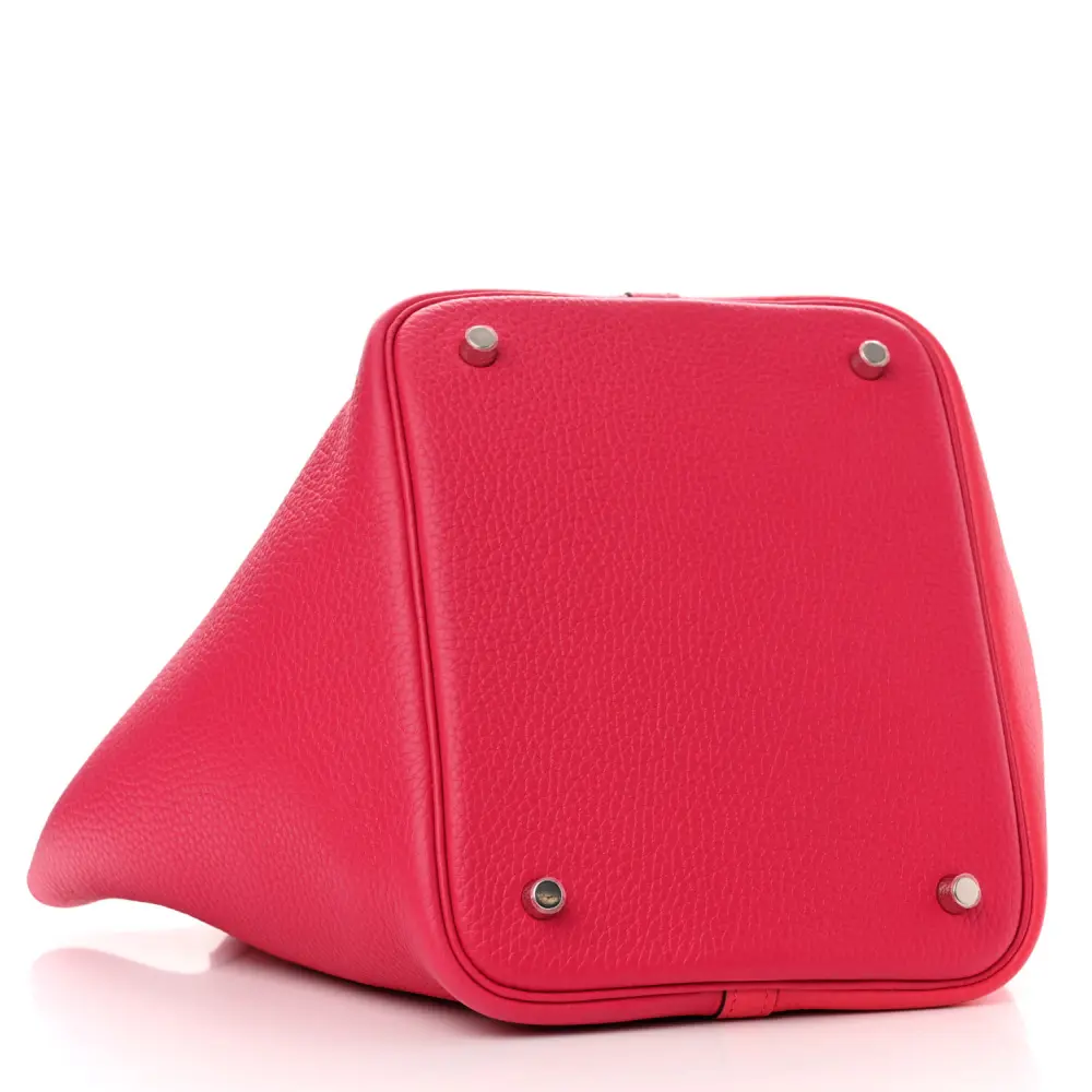 Lushentic Hermès Casaque Picotin Lock 22 MM Rose Extrême / Rose Mexico / Rouge de Coeur Taurillon Clemence Leather Palladium Silver Hardware - Image 6