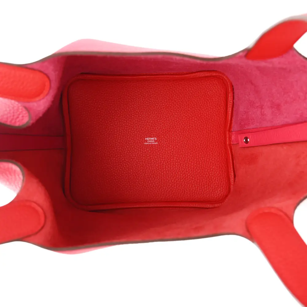 Lushentic Hermès Casaque Picotin Lock 22 MM Rose Extrême / Rose Mexico / Rouge de Coeur Taurillon Clemence Leather Palladium Silver Hardware - Image 7