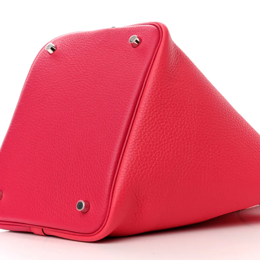 Lushentic Hermès Casaque Picotin Lock 22 MM Rose Extrême / Rose Mexico / Rouge de Coeur Taurillon Clemence Leather Palladium Silver Hardware - Image 5