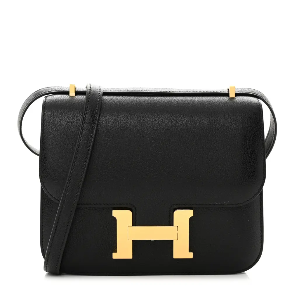 Lushentic Hermès Constance 18 Black Chèvre Mysore Leather Rose Gold Hardware Front