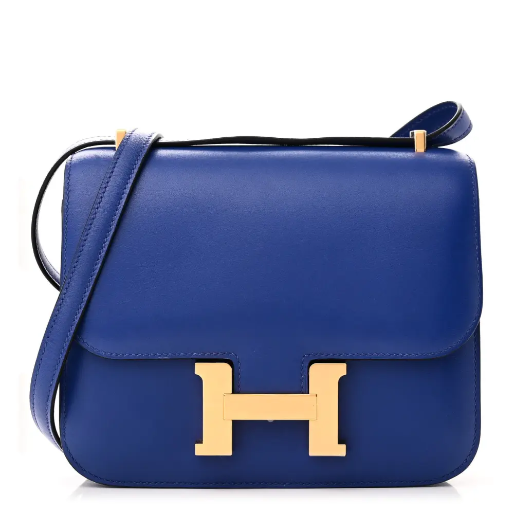 Lushentic Hermès Constance 18 Bleu Electrique Tadelakt Leather Gold Hardware Front
