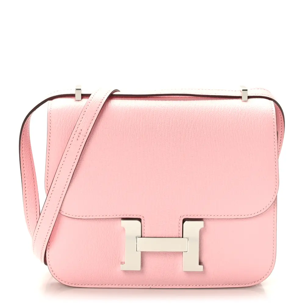 Lushentic Hermès Constance 18 Rose Sakura Chèvre Mysore Leather Silver Hardware Front