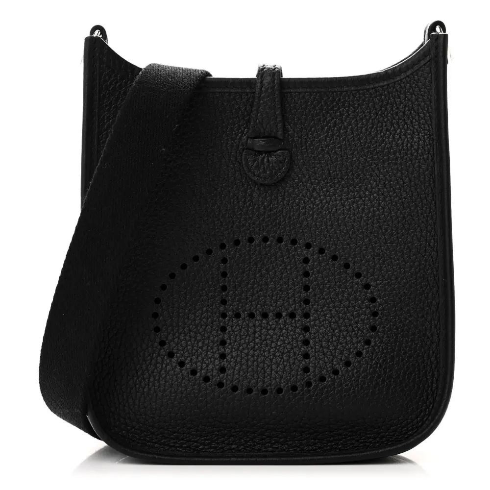 Lushentic Hermès Evelyne TPM Black Taurillon Clemence Leather Silver Hardware Front
