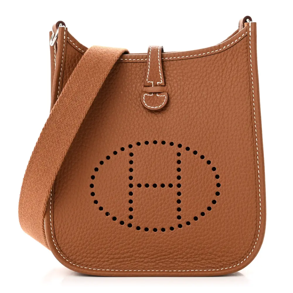 Lushentic Hermès Evelyne TPM Brown Taurillon Clemence Leather Palladium Hardware Front