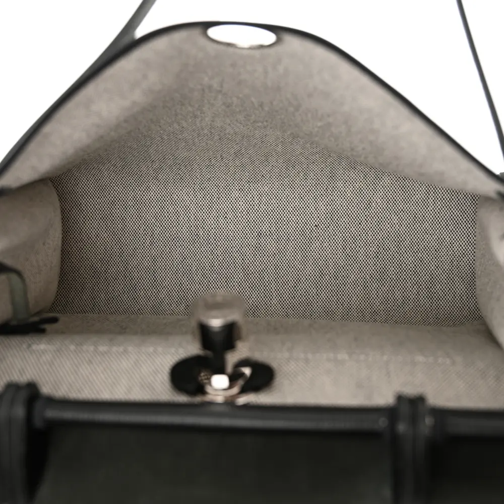 Lushentic Class Herbag Zip PM 31 Black Ecru Toile H Vache Hunter Leather Palladium Hardware - Image 8