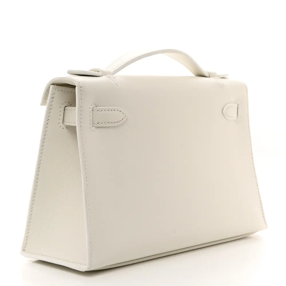 Lushentic Grade Replica Bags Kelly Pochette Clutch White Swift Leather - Image 3