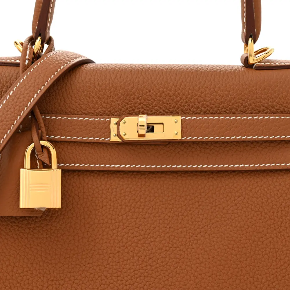 Lushentic Grade Bag Kelly Retourne 25 Brown Togo Leather Gold Hardware - Image 9
