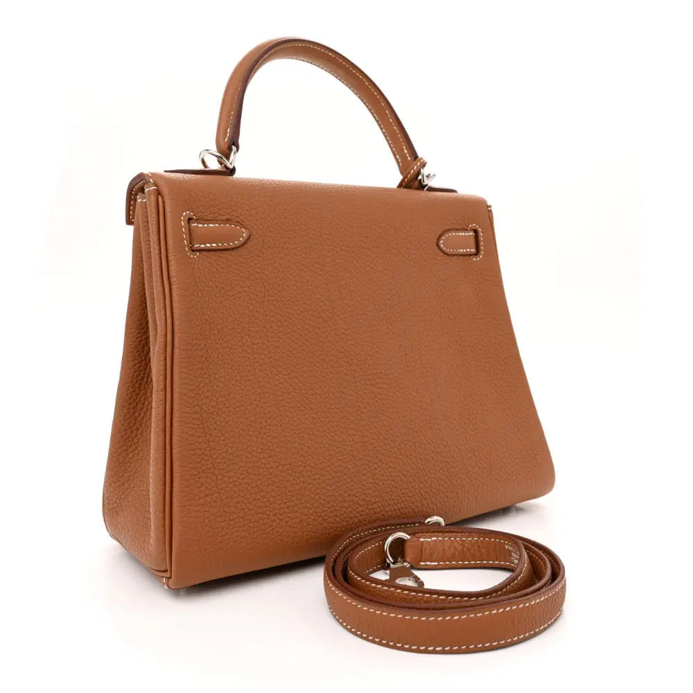 Lushentic Hermès Kelly Retourne 25 Brown Togo Leather Palladium Hardware - Image 3