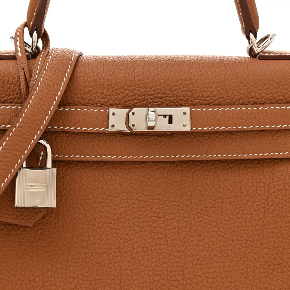 Lushentic Hermès Kelly Retourne 25 Brown Togo Leather Palladium Hardware - Image 9