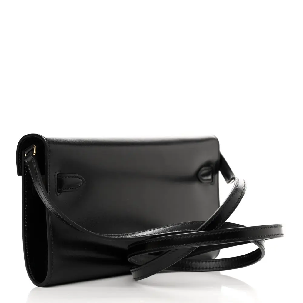 Lushentic Grade Handbags Kelly Wallet to Go – Black Box Leather Gold Hardware - Image 3