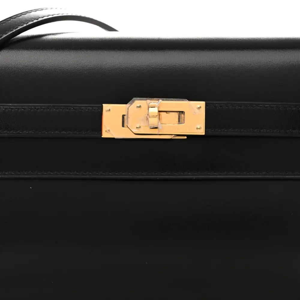 Lushentic Grade Handbags Kelly Wallet to Go – Black Box Leather Gold Hardware - Image 8