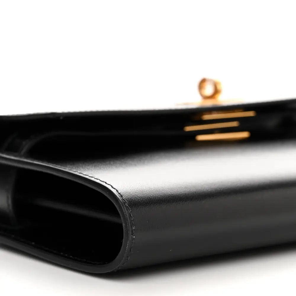 Lushentic Grade Handbags Kelly Wallet to Go – Black Box Leather Gold Hardware - Image 5