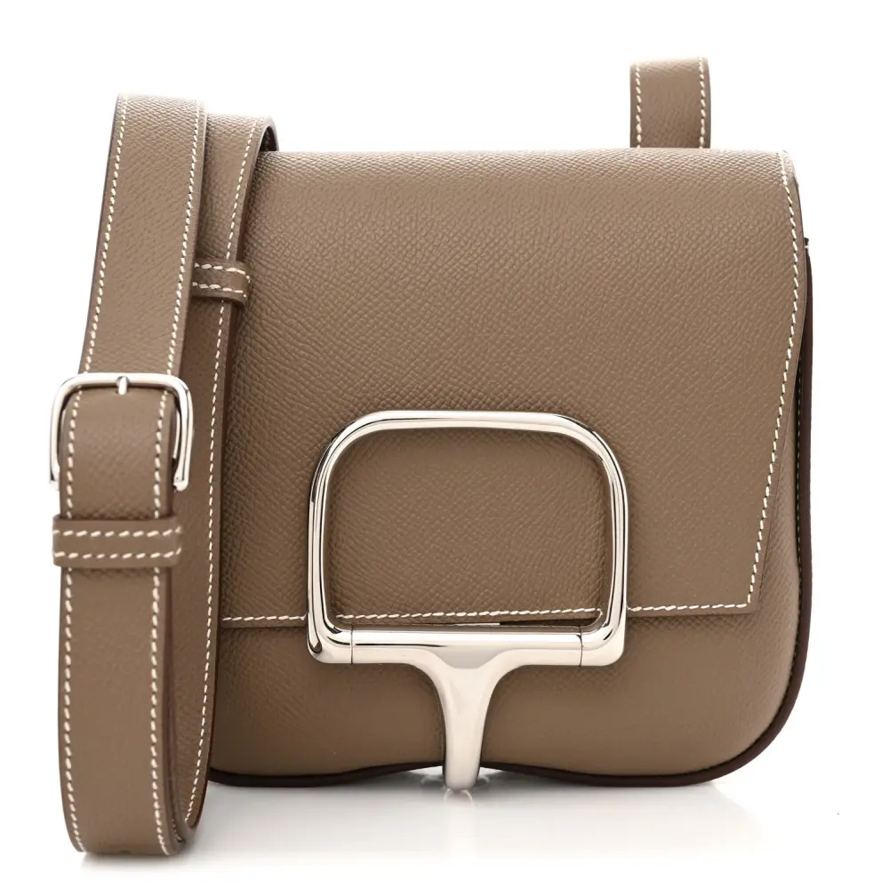 Lushentic Hermès Mini Della Cavalleria Etoupe Epsom Leather Palladium Hardware Front