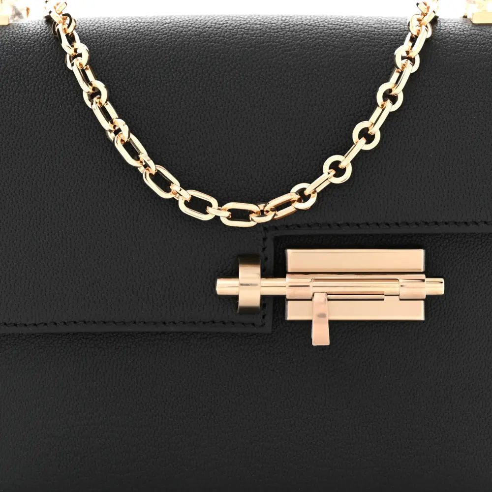 Lushentic Hermès Mini Verrou Chaîne Bag Black Chèvre Mysore Leather Gold Hardware - Image 9