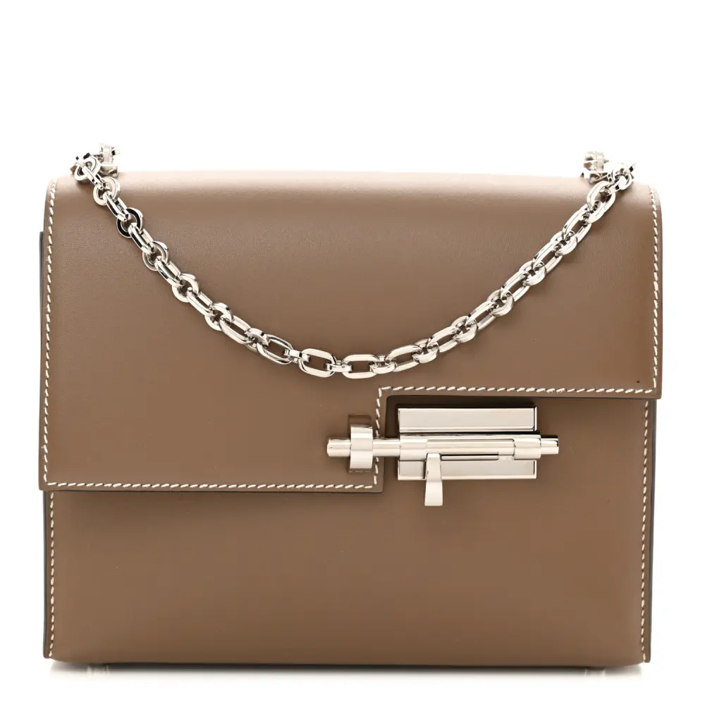 Lushentic Hermès Mini Verrou Chaine Bag Étain Tadelakt Leather Palladium Silver Hardware Front