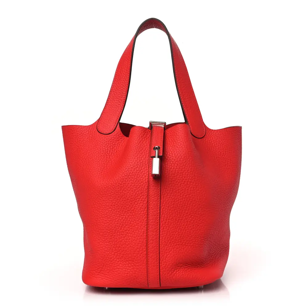 Lushentic Hermès Picotin Lock 22 MM Rouge Casaque Taurillon Clemence Leather Gold Hardware Front