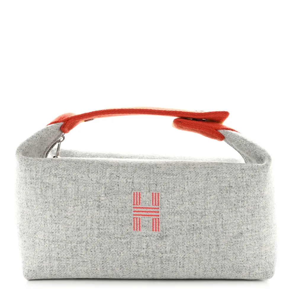 Lushentic Hermès Small Bride-à-Brac Pouch Gris Flanelle Canvas Front