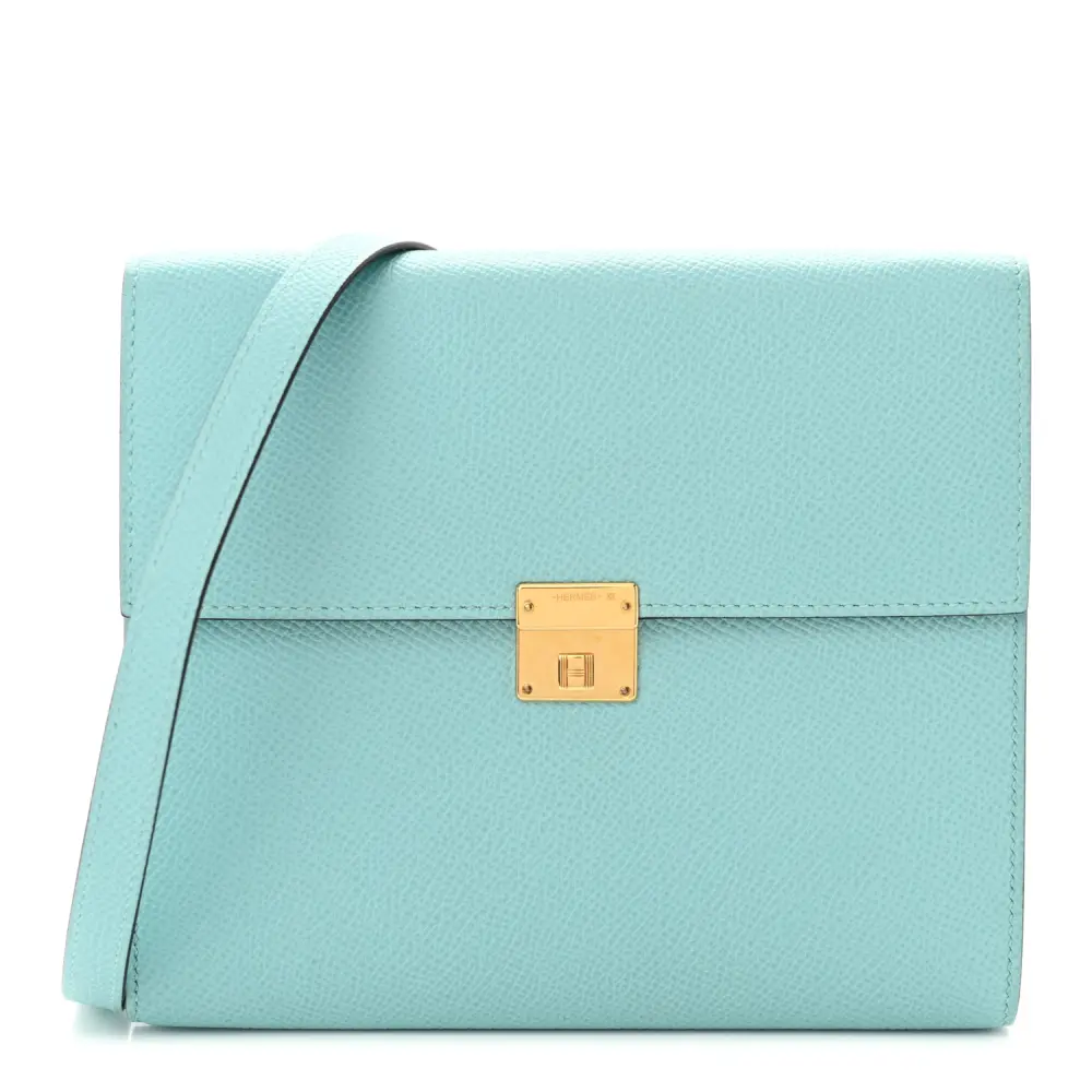 Lushentic Hermès Verso Clic 16 Wallet Bleu Atoll Malachite Epsom Leather Gold Hardware Front