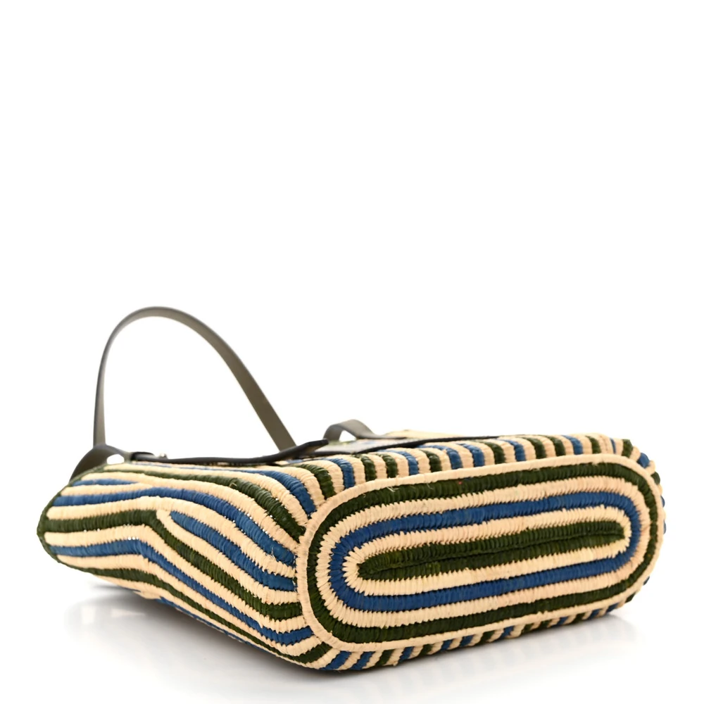 Lushentic Grade Handbags - Basket Tote Bag in Natural Khaki & Blue - Image 6